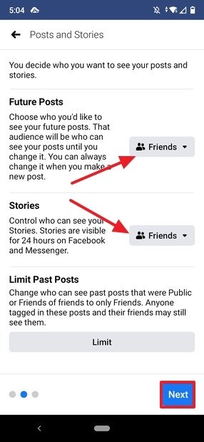 Privacy of posts and stories