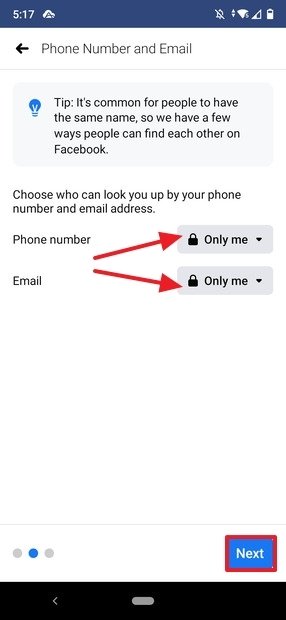 Privacy regarding the search of users by phone number or email