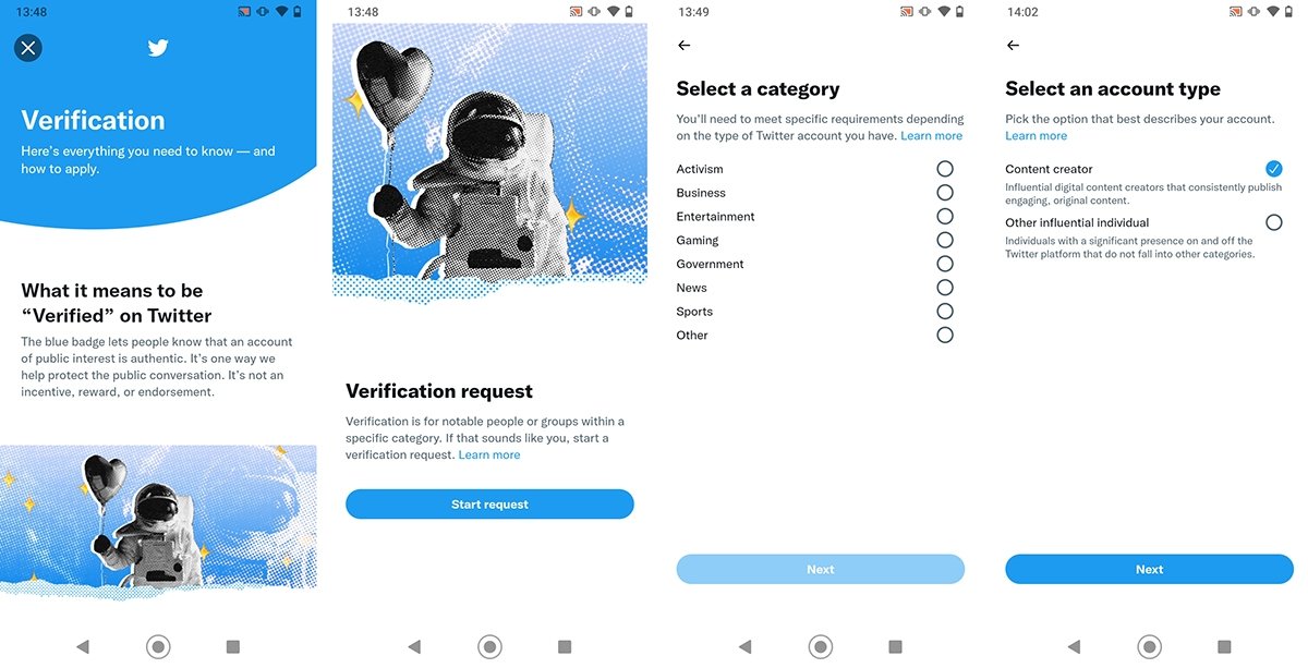Process for the verification of a Twitter account