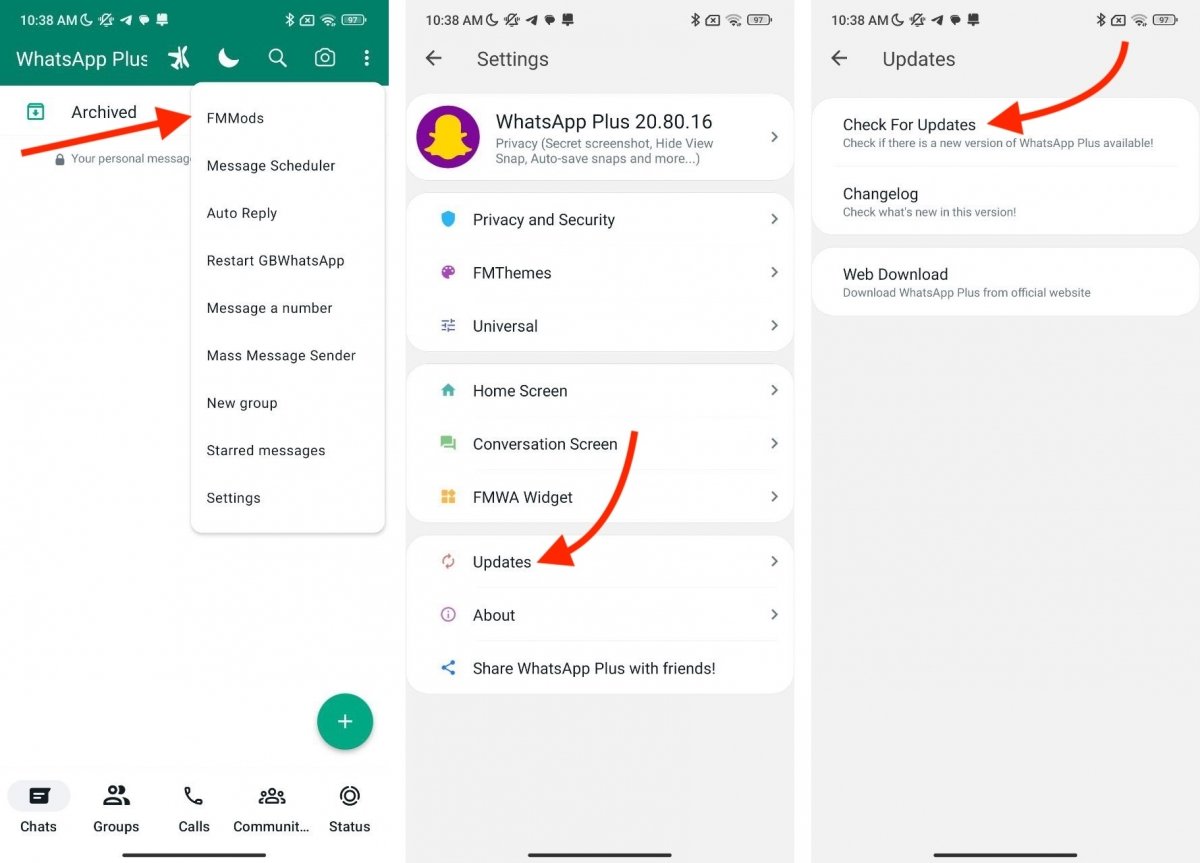Process to update WhatsApp Plus to the latest version