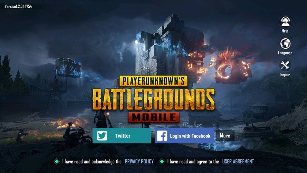 Écran d'accueil de PUBG Mobile