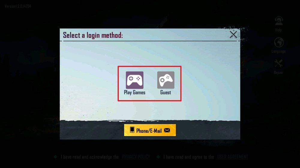 PUBG’s login method