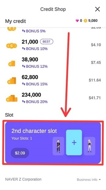 Comprar un segundo slot para otro avatar