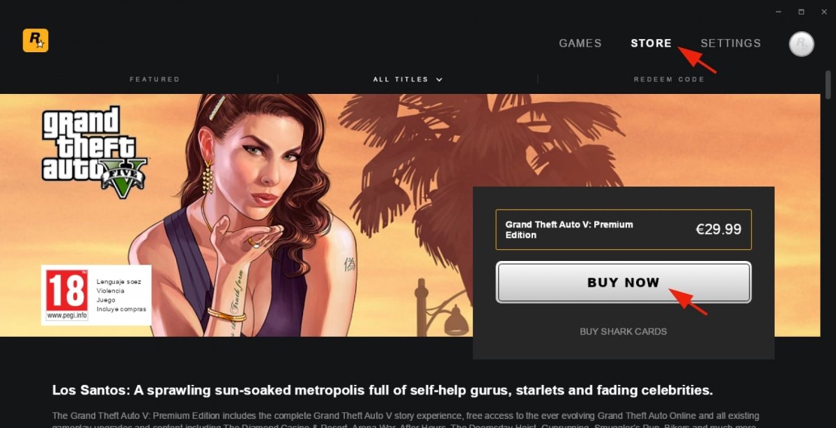Покупка GTA V в Rockstar Games Launcher