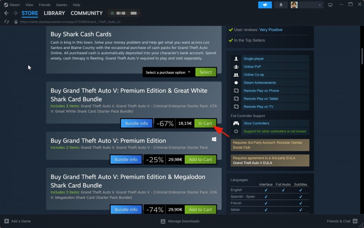 SteamでGTA Vを購入する