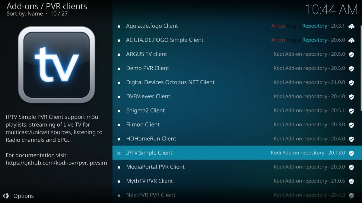 Clients PVR pour Kodi