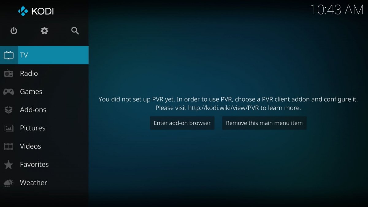 PVR Not Found error message on Kodi