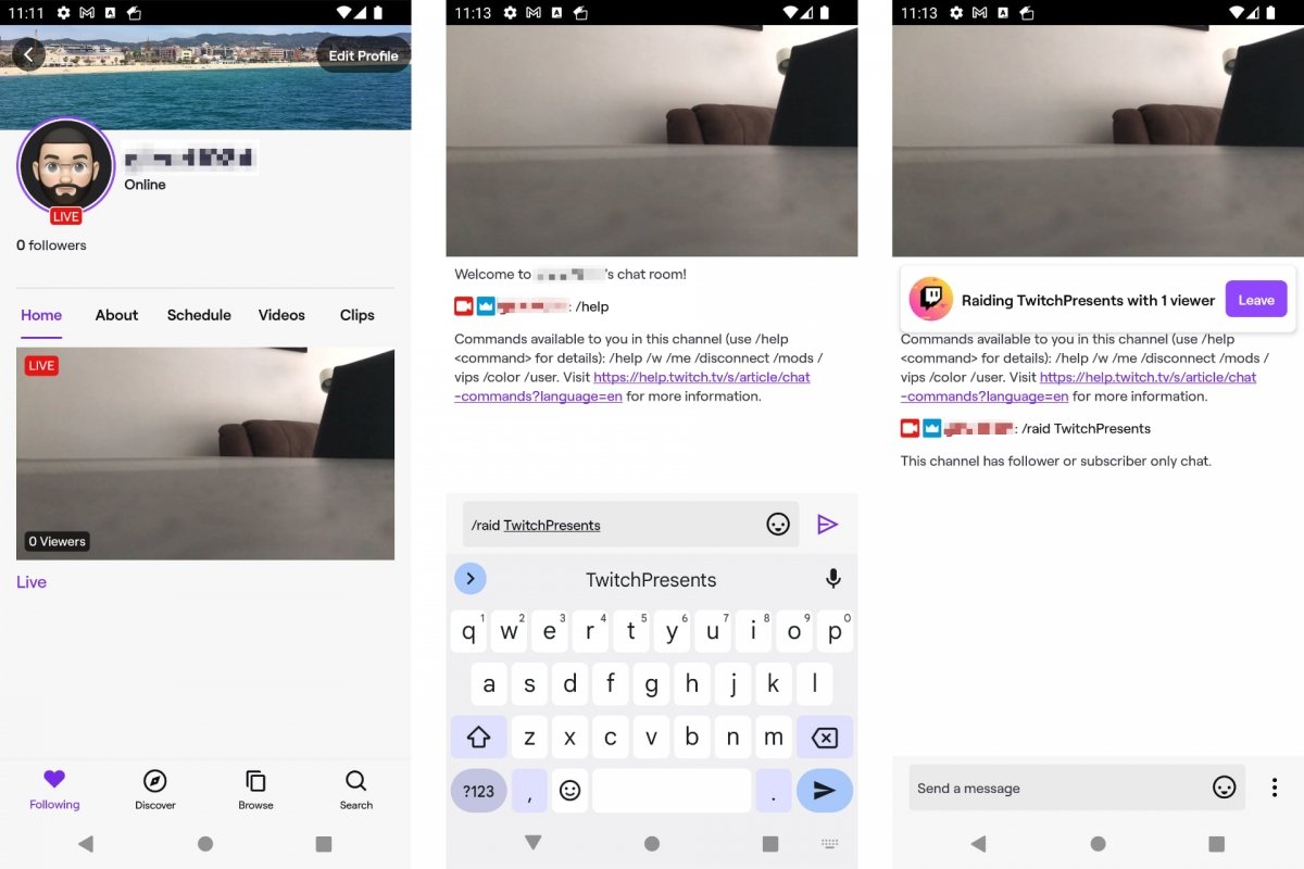 Raide auf Twitch für Android