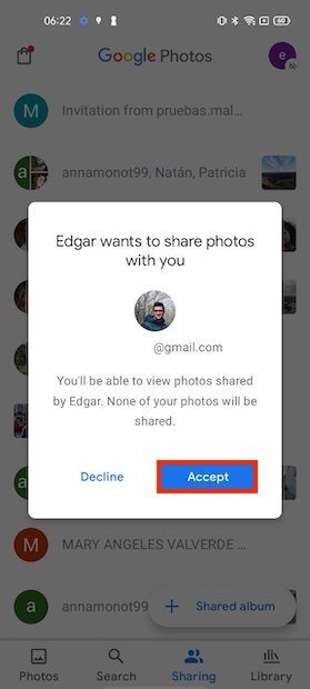 Receiving an invite