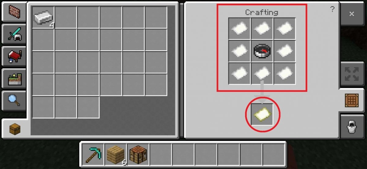 Recipe to craft a map in Minecraft