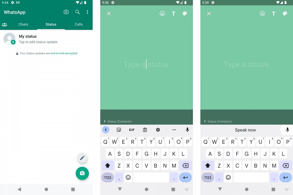 Recording a voice note for your WhatsApp status