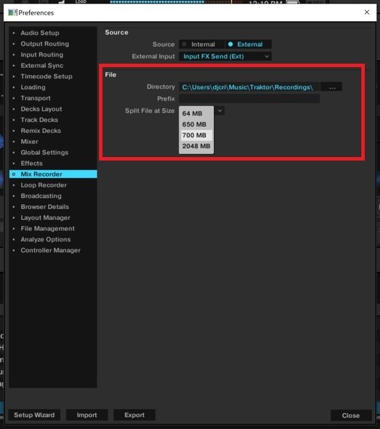 Recording folder in Traktor