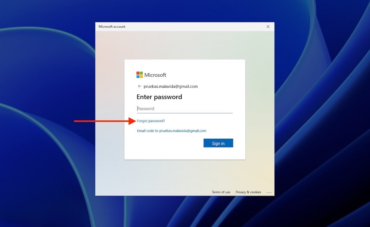 Recuperar la contraseña del perfil de Microsoft