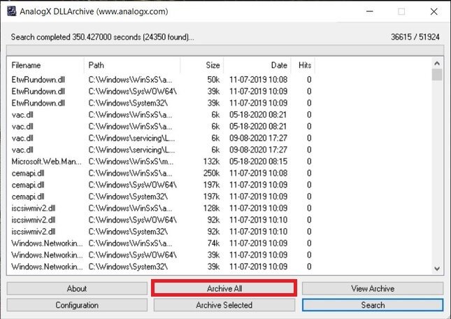 Archivar todos los DLL