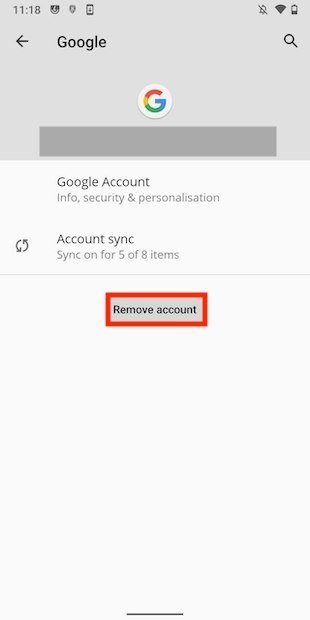 Remove the account from the device