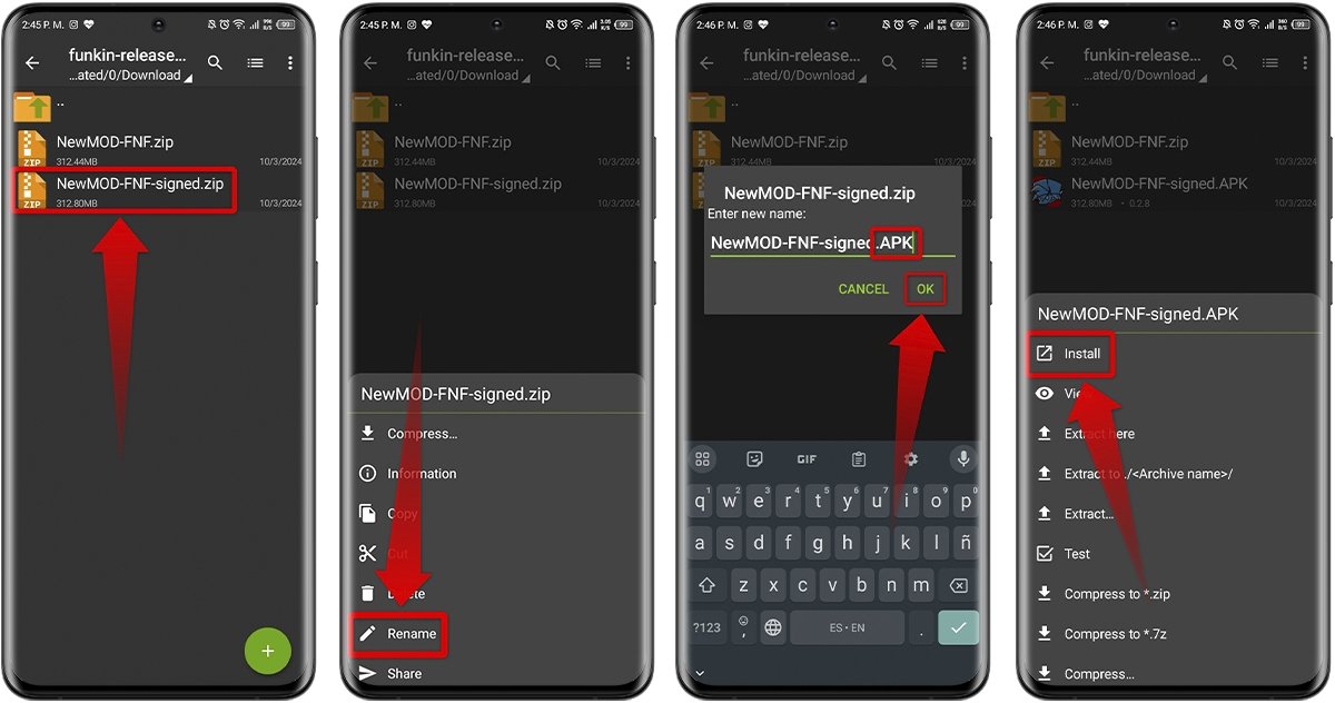 Renommez le fichier ZIP MOD au format APK