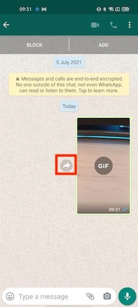 Переслать GIF в WhatsApp