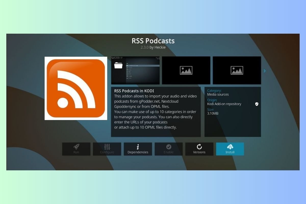 Дополнение RSS-подкастов для Kodi