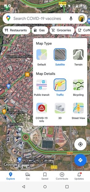 Satellite view and traffic details