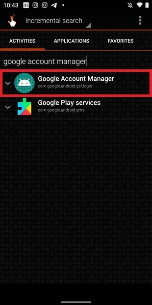 Search for Google Account Manager