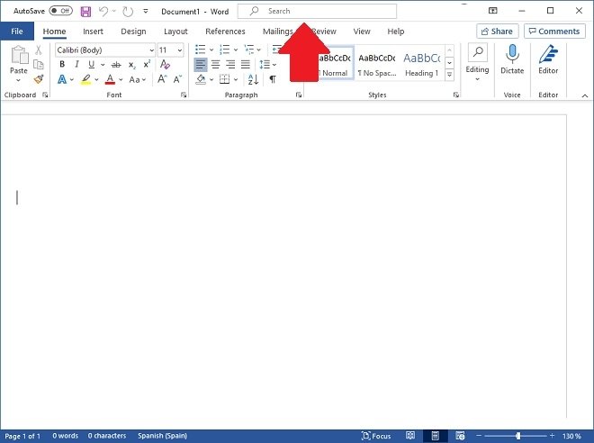Search for options in Word