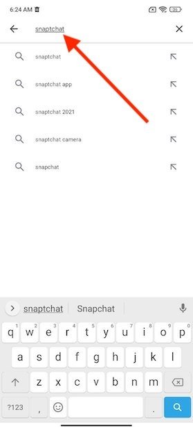 Search for Snapchat on Google Play