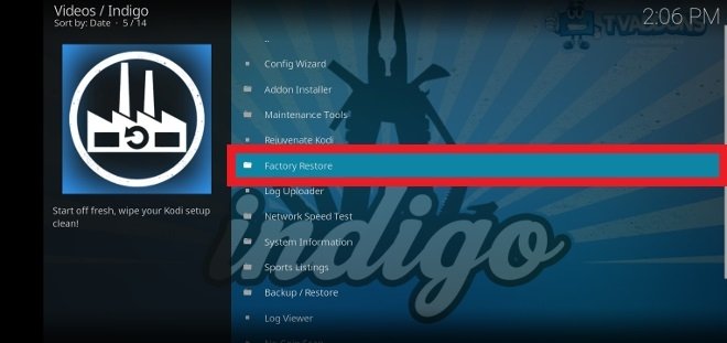 Search for the Factory restore option