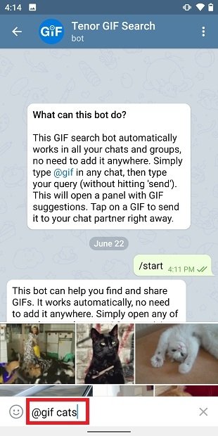 Rechercher un fichier GIF avec un bot