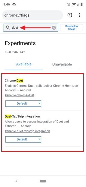 Ricerca di Chrome Duet