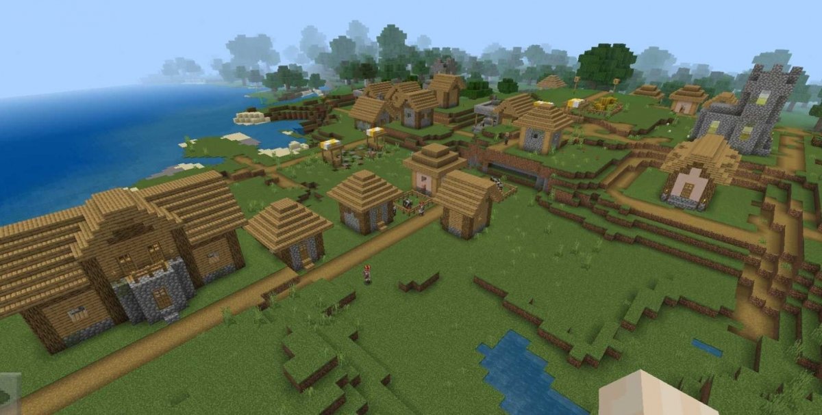 Povoado costeiro no Minecraft