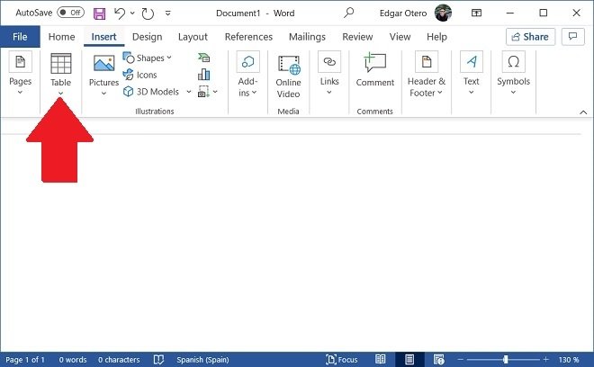 Section to insert tables