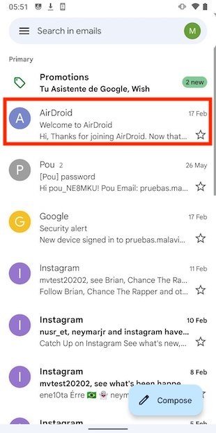 how to block emails on android