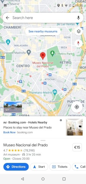 Seleccionar lugar marcado en el mapa