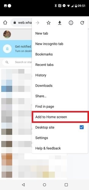 Selecione Add to Home Screen