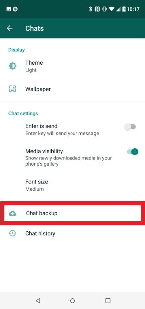 Select Chat backup