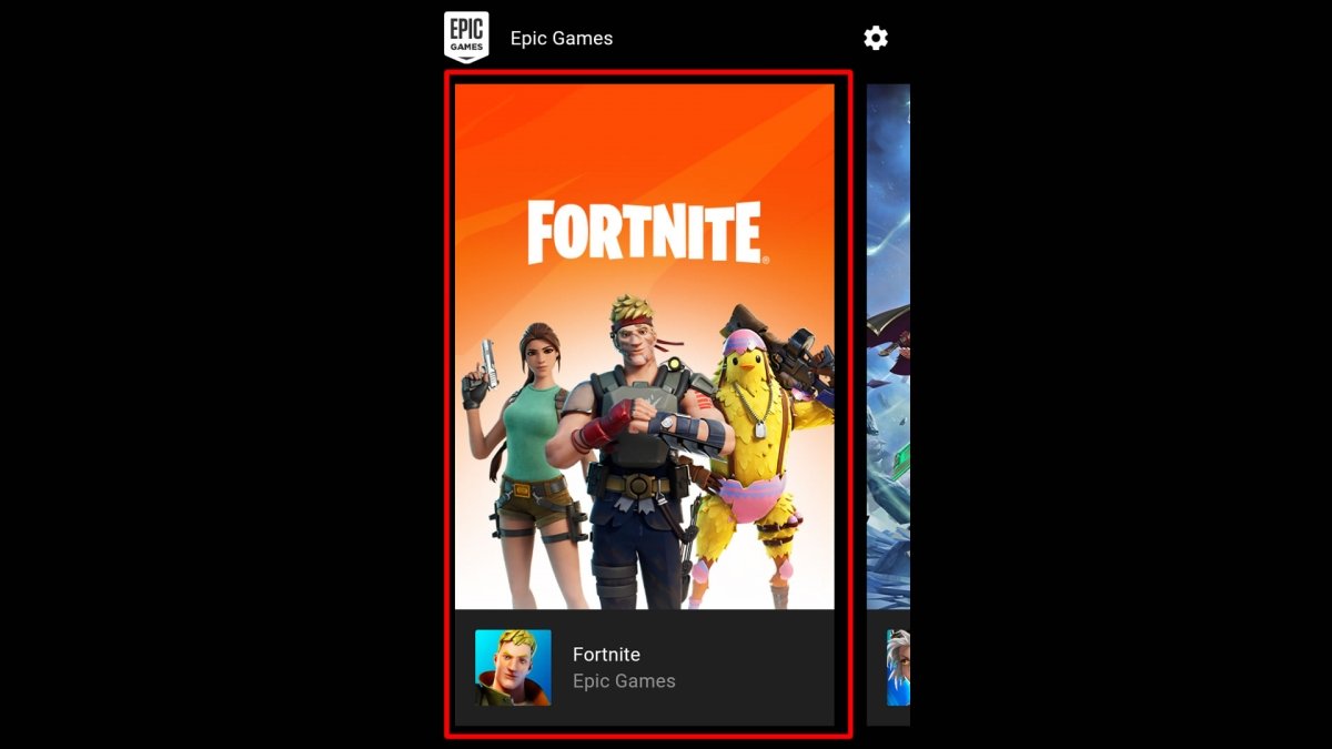 En la app de Epic Games, tocamos en Fortnite