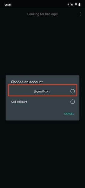 Select the account