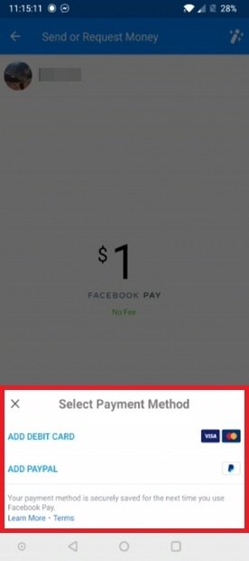 Select the payment method