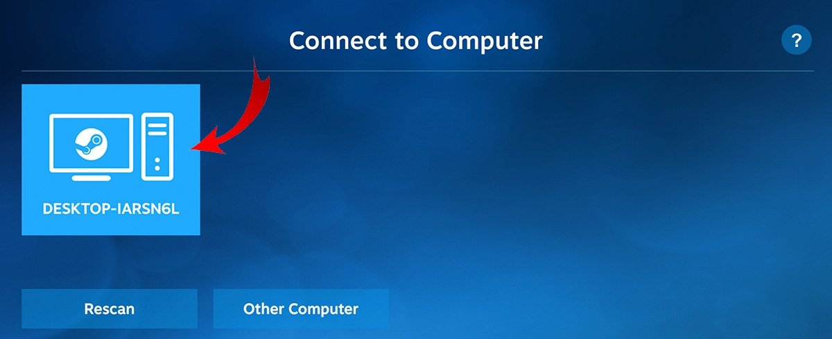 Selecciona tu ordenador en Steam Link