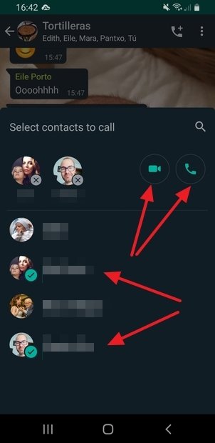 Selecting the participants and the type of call