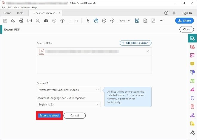 Selection of the final format for the PDF document