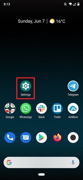 Settings on Android’s desktop