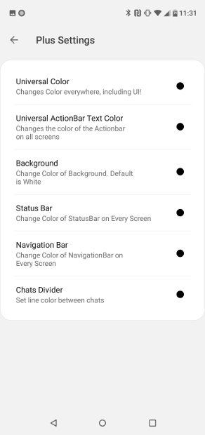 Settings regarding the interface’s color