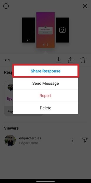 Compartir respuesta en Stories