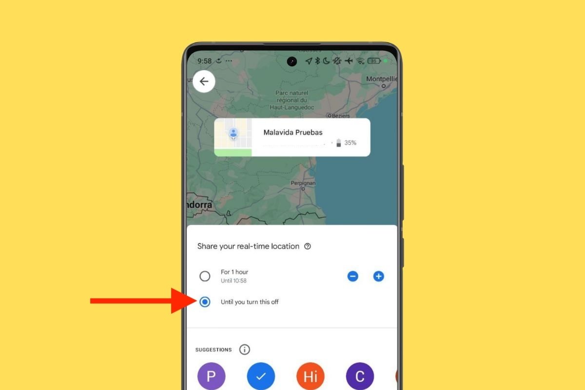 Share your location on Google Maps until you turn it off