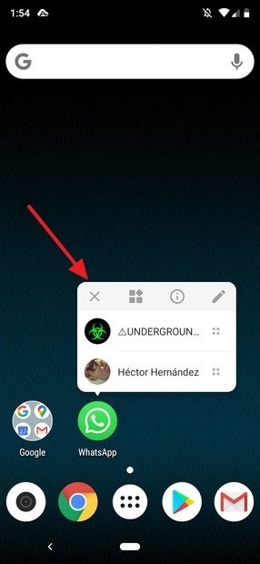 App shortcut di WhatsApp