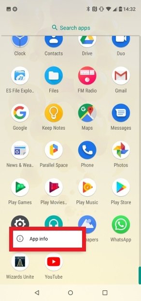 Shortcut to the menu of installed apps