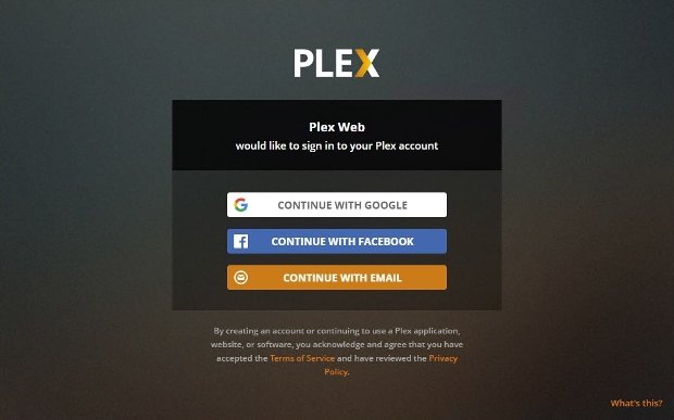 Signing up for Plex is compulsory