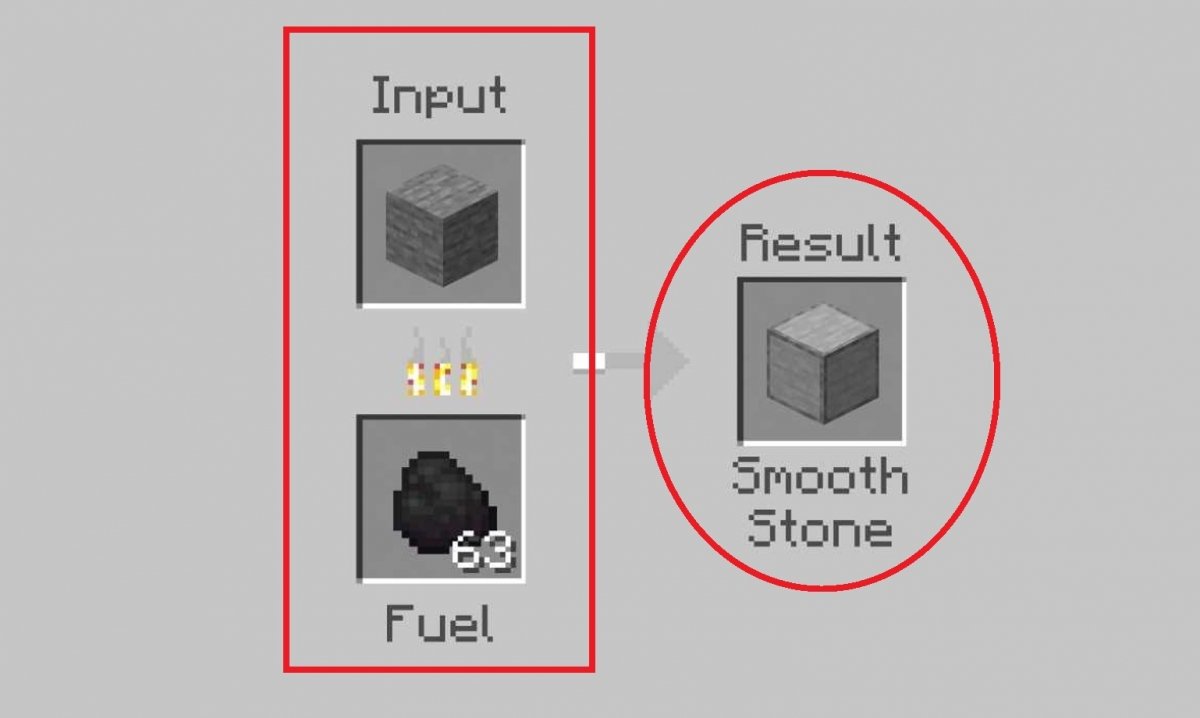 Cuisson d'une pierre lisse dans Minecraft