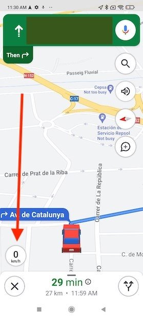 Speedometer aspect in Google Maps
